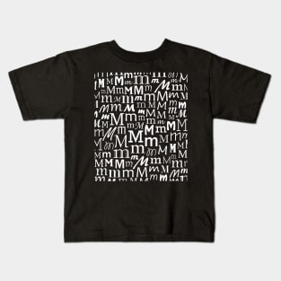 M - Typography (White) Kids T-Shirt